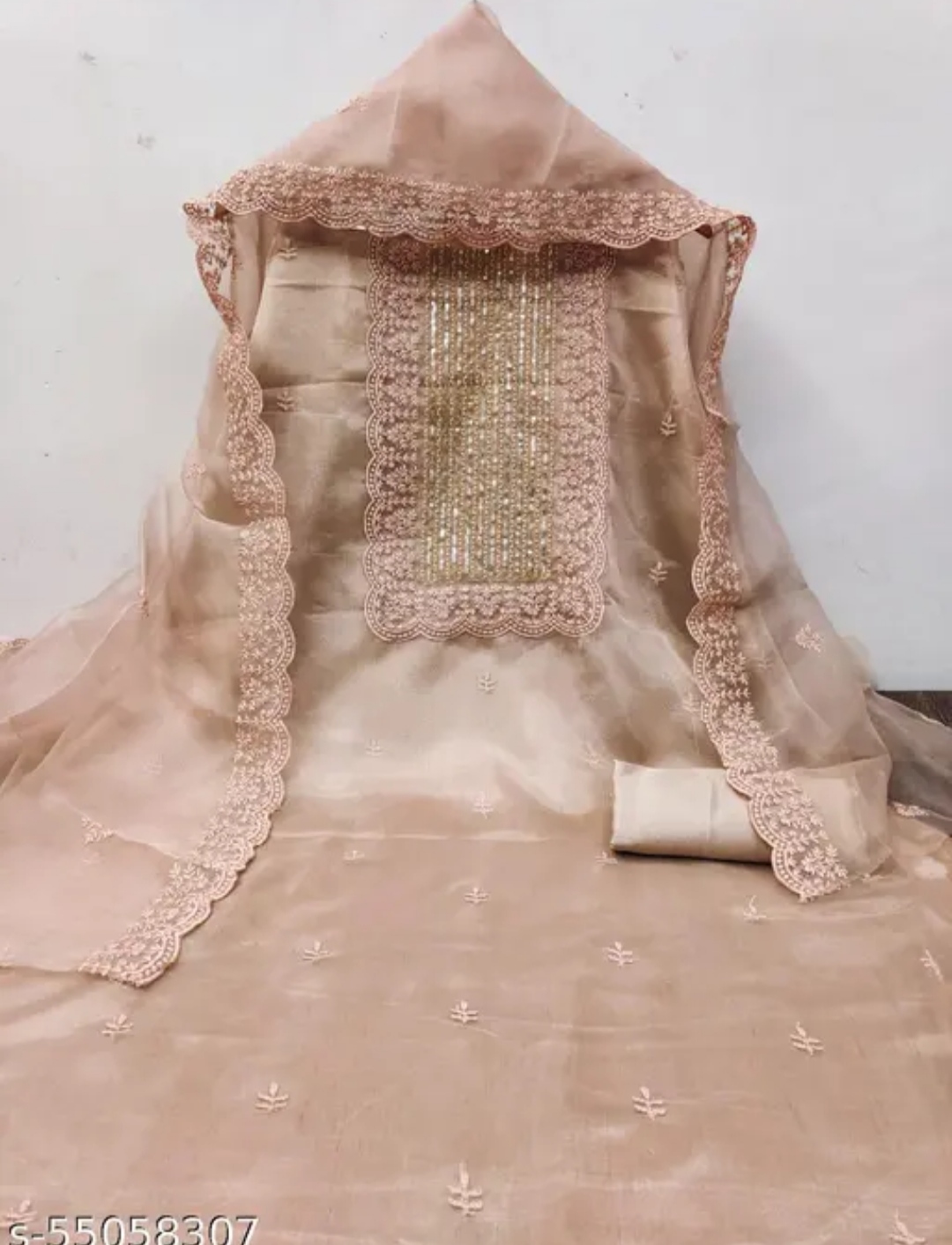 elegant blush pink embroidered ethnic suit